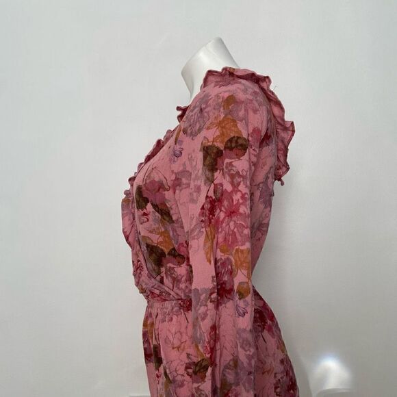 Target Flare sleeve wrap front floral romper - Picture 7 of 12